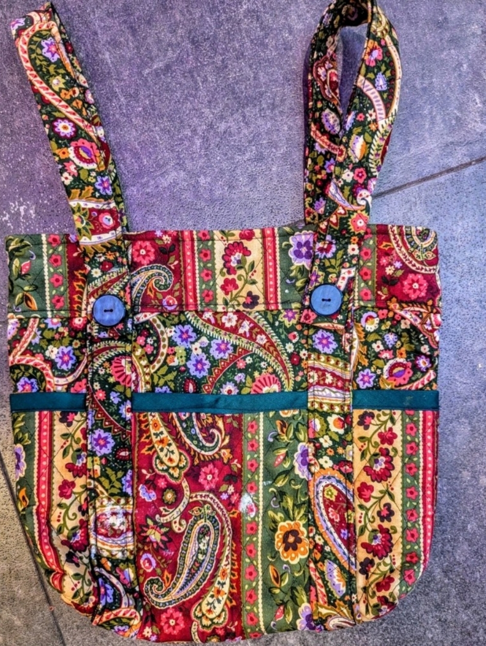 Floral Paisley Quilted Tote Bag in Red, Green and Gold
